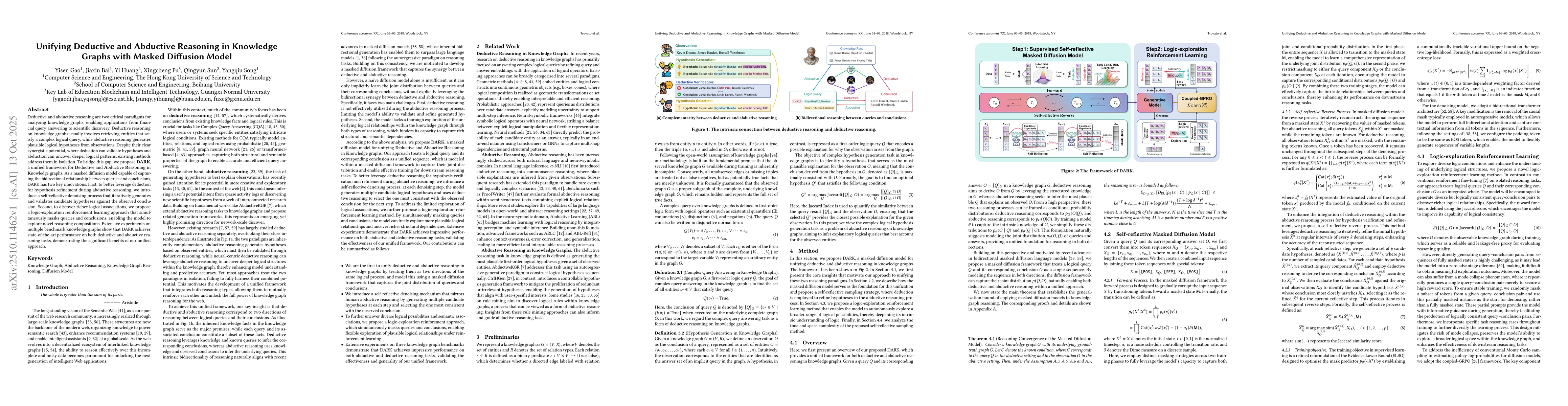 Thumbnail for Unifying Deductive and Abductive Reasoning in Knowledge Graphs with
  Masked Diffusion Model