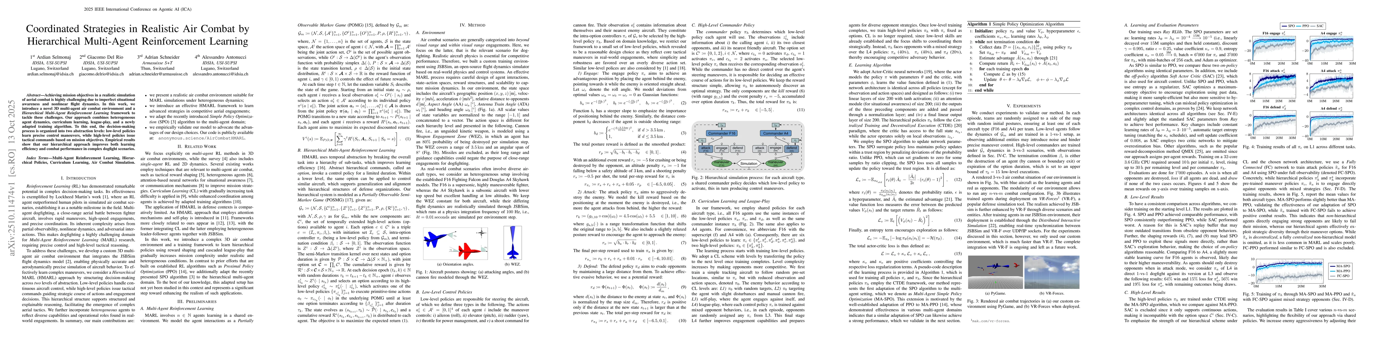 Thumbnail for Coordinated Strategies in Realistic Air Combat by Hierarchical
  Multi-Agent Reinforcement Learning