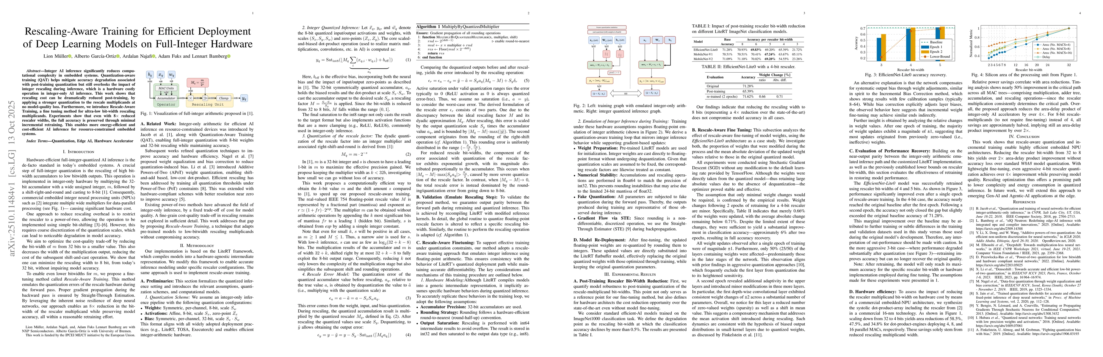 Thumbnail for Rescaling-Aware Training for Efficient Deployment of Deep Learning
  Models on Full-Integer Hardware