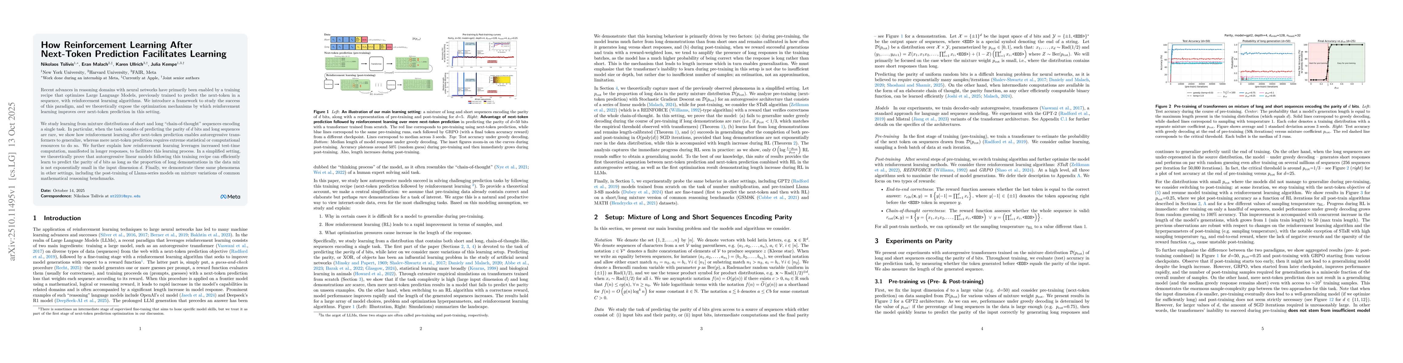 Thumbnail for How Reinforcement Learning After Next-Token Prediction Facilitates
  Learning