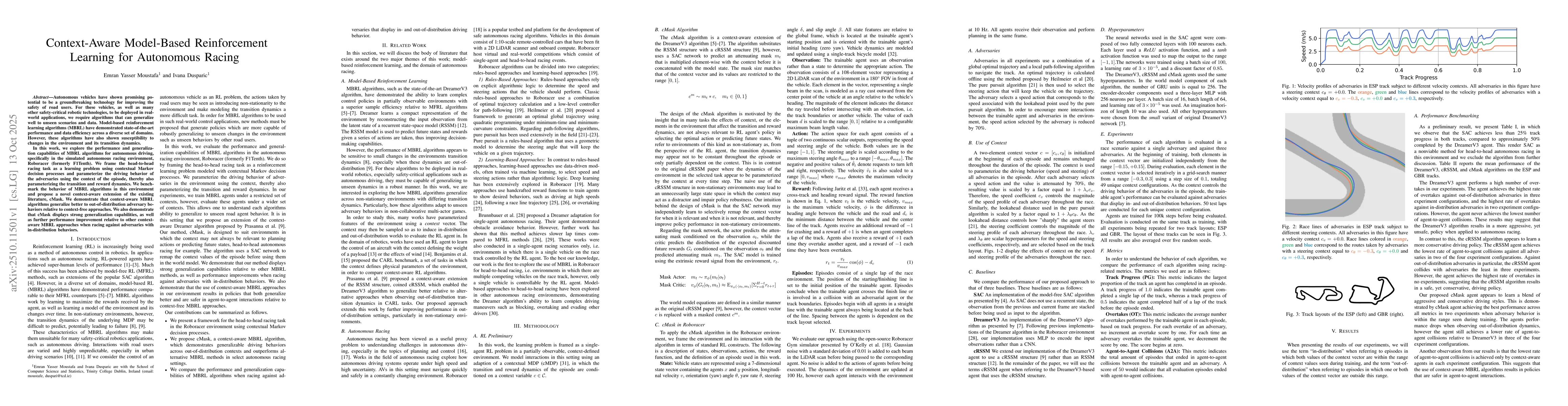 Thumbnail for Context-Aware Model-Based Reinforcement Learning for Autonomous Racing