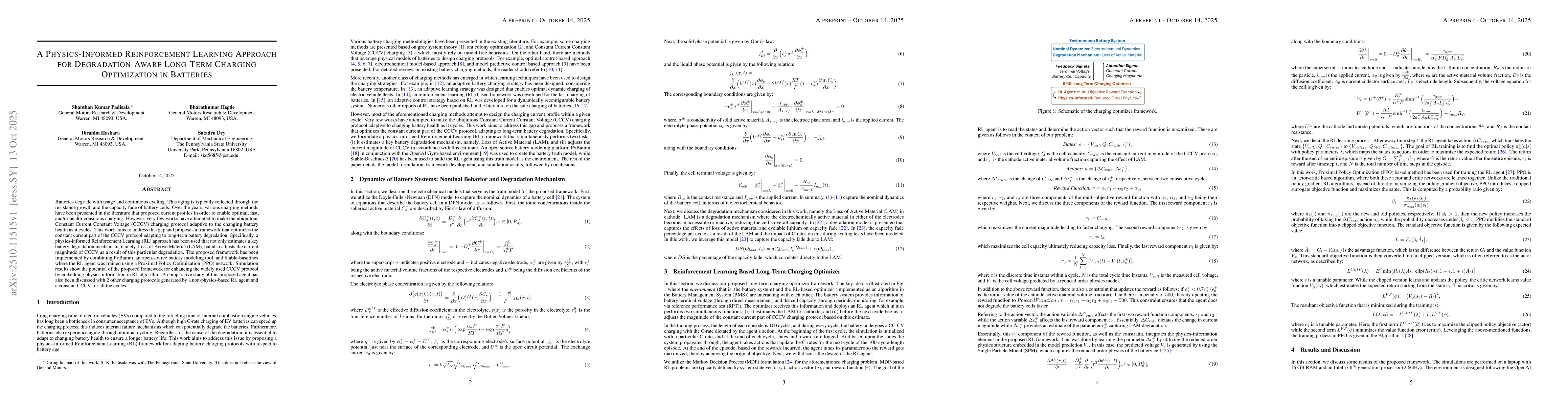 Thumbnail for A Physics-Informed Reinforcement Learning Approach for Degradation-Aware
  Long-Term Charging Optimization in Batteries