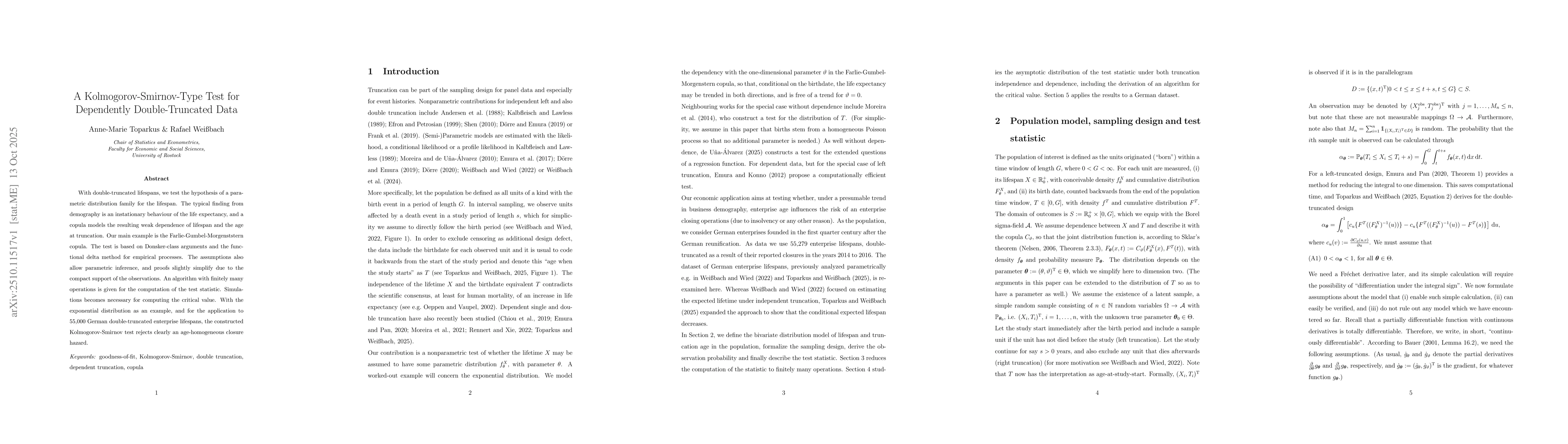 Thumbnail for A Kolmogorov-Smirnov-Type Test for Dependently Double-Truncated Data