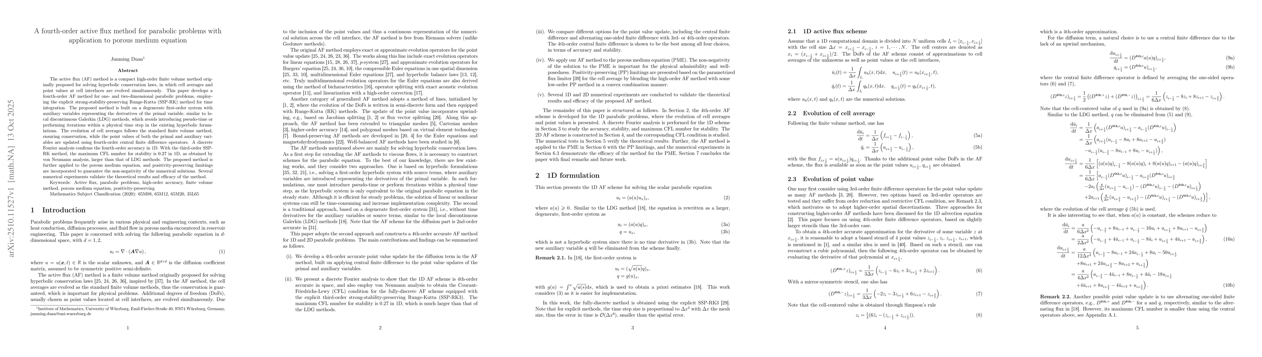 Thumbnail for A fourth-order active flux method for parabolic problems with
  application to porous medium equation