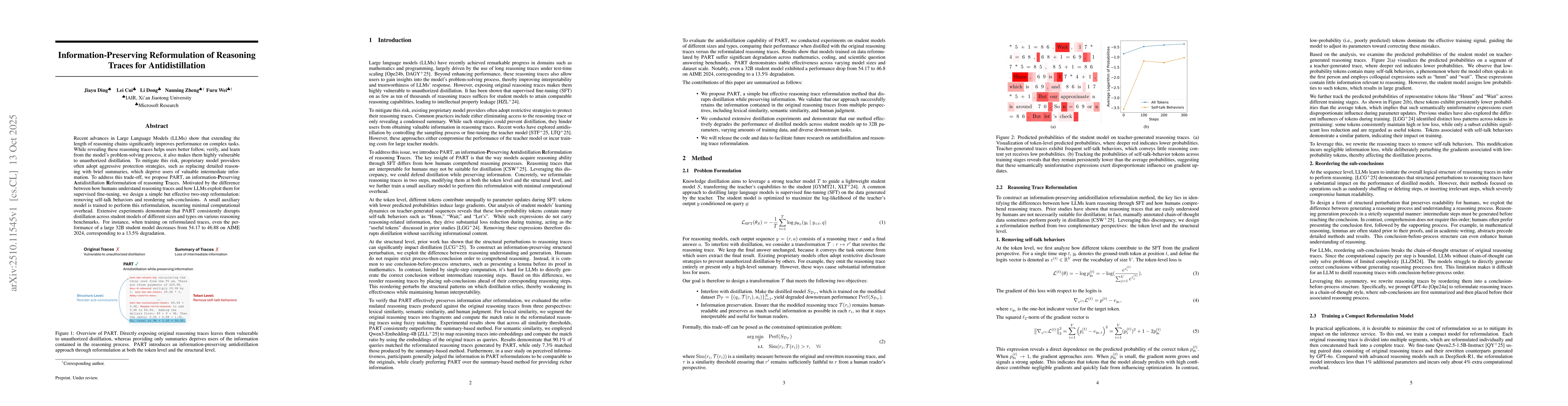 Thumbnail for Information-Preserving Reformulation of Reasoning Traces for
  Antidistillation