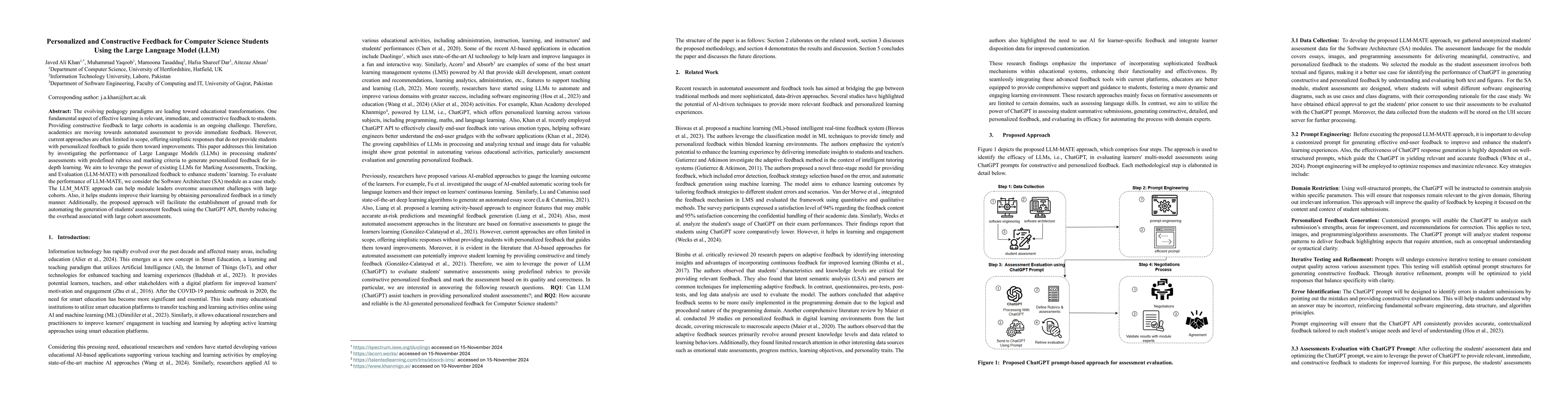 Thumbnail for Personalized and Constructive Feedback for Computer Science Students
  Using the Large Language Model (LLM)