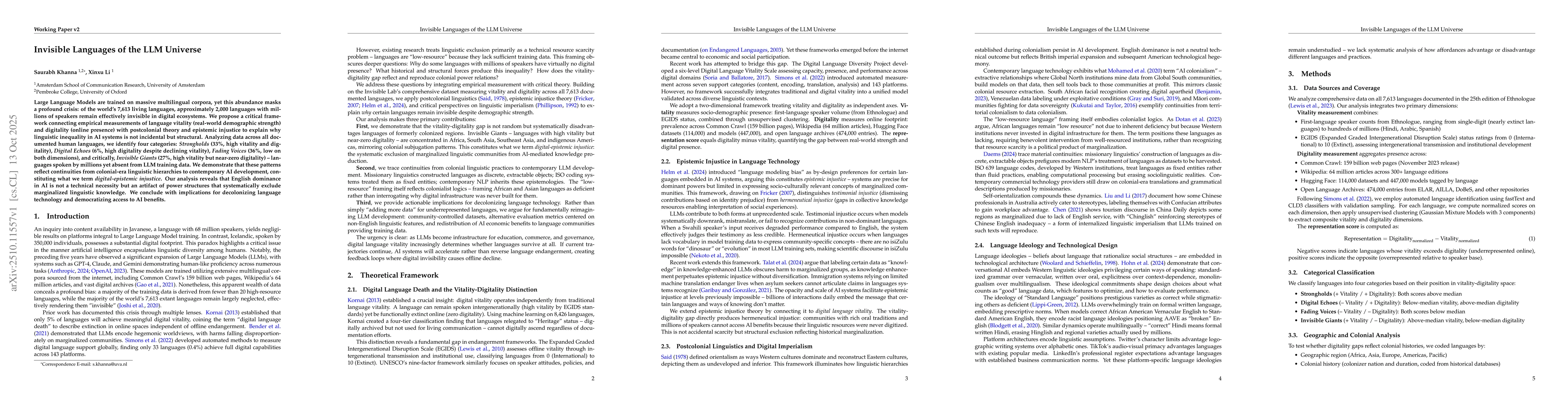 Thumbnail for Invisible Languages of the LLM Universe