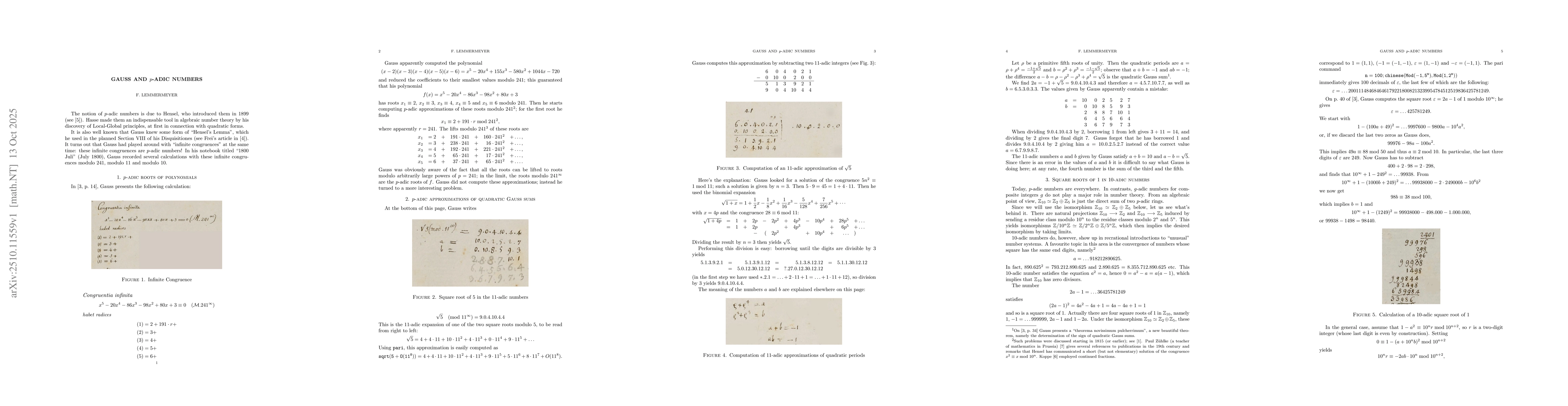 Thumbnail for Gauss and p-adic numbers