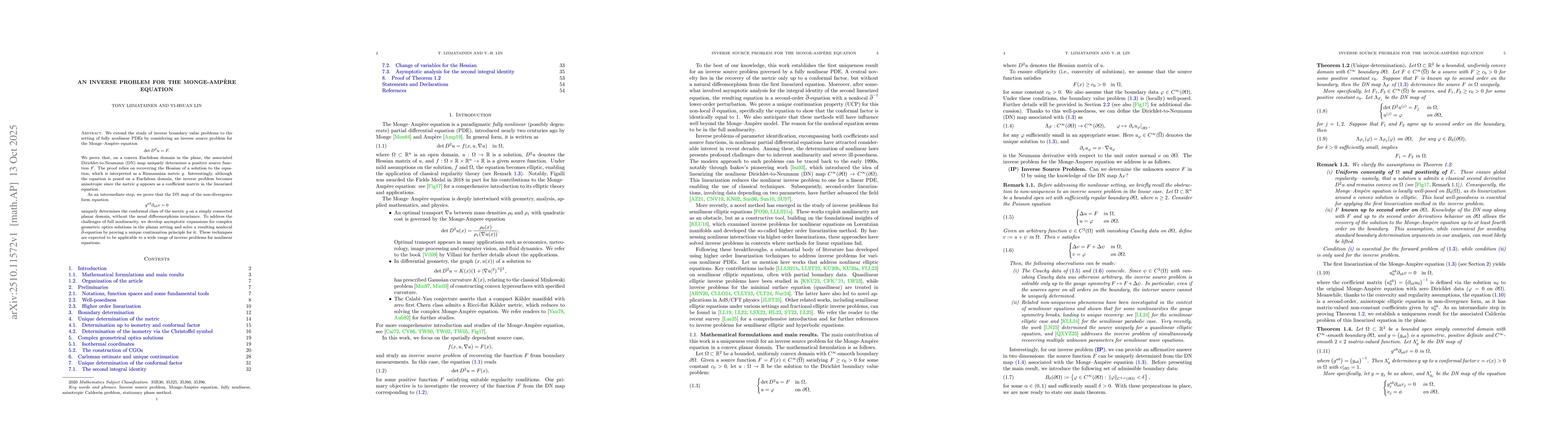 Thumbnail for An inverse problem for the Monge-Ampère equation