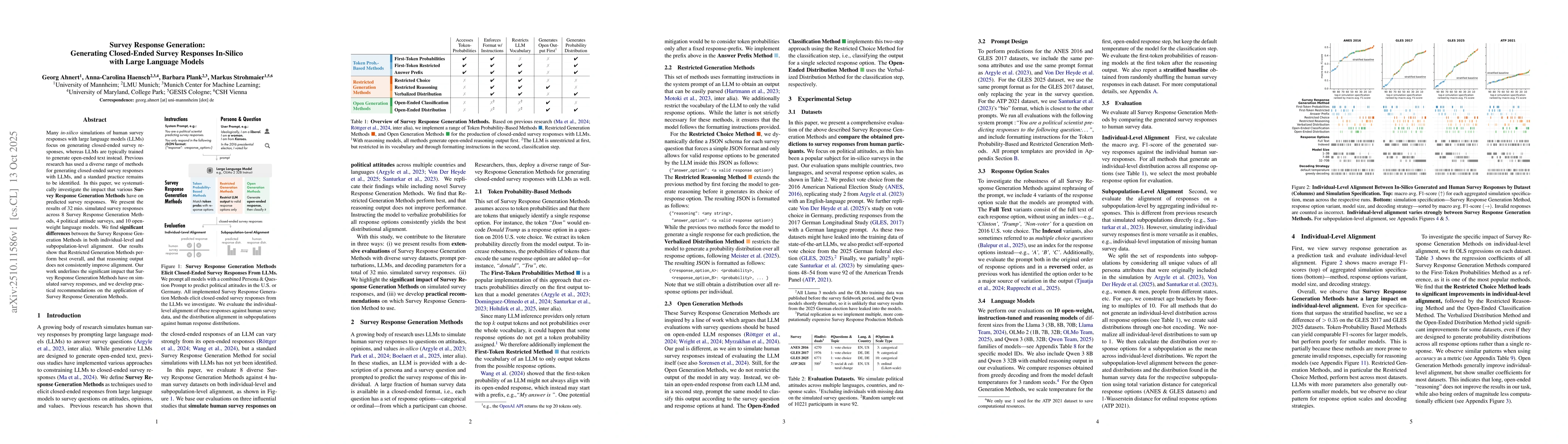 Thumbnail for Survey Response Generation: Generating Closed-Ended Survey Responses
  In-Silico with Large Language Models