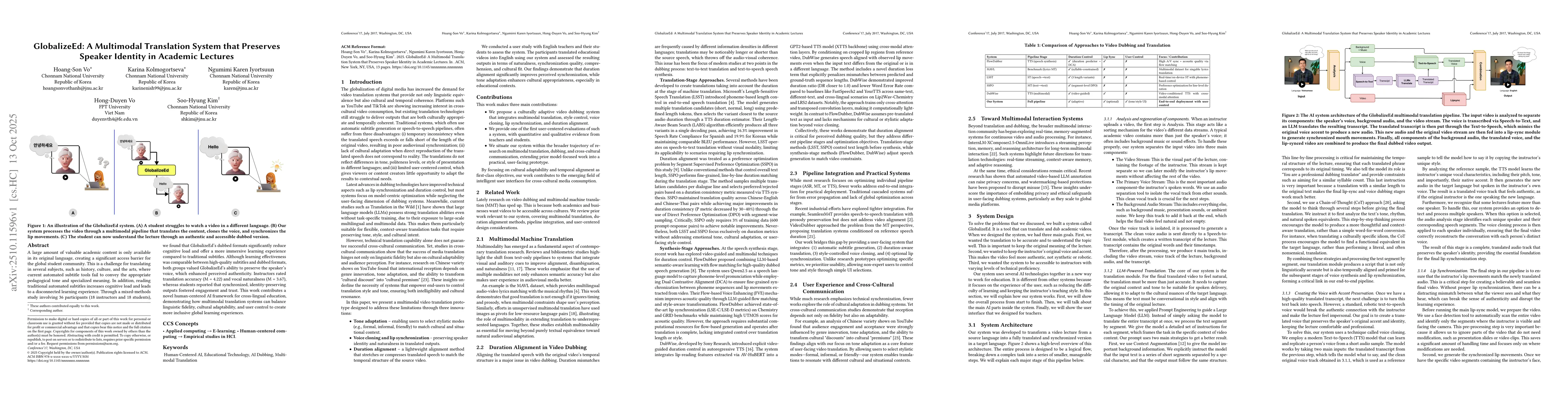 Thumbnail for GlobalizeEd: A Multimodal Translation System that Preserves Speaker
  Identity in Academic Lectures