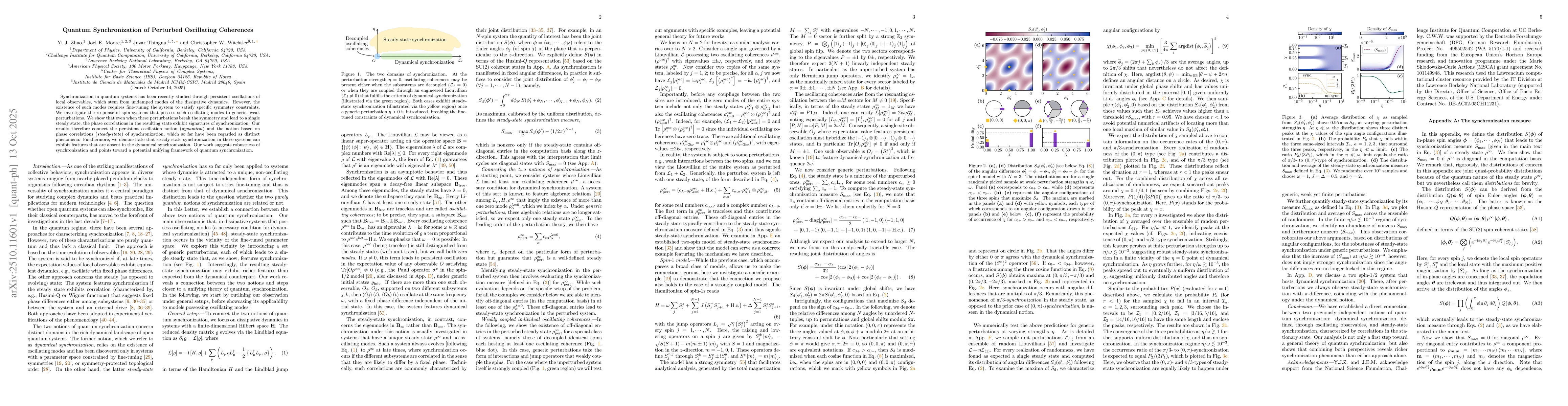 Thumbnail for Quantum Synchronization of Perturbed Oscillating Coherences