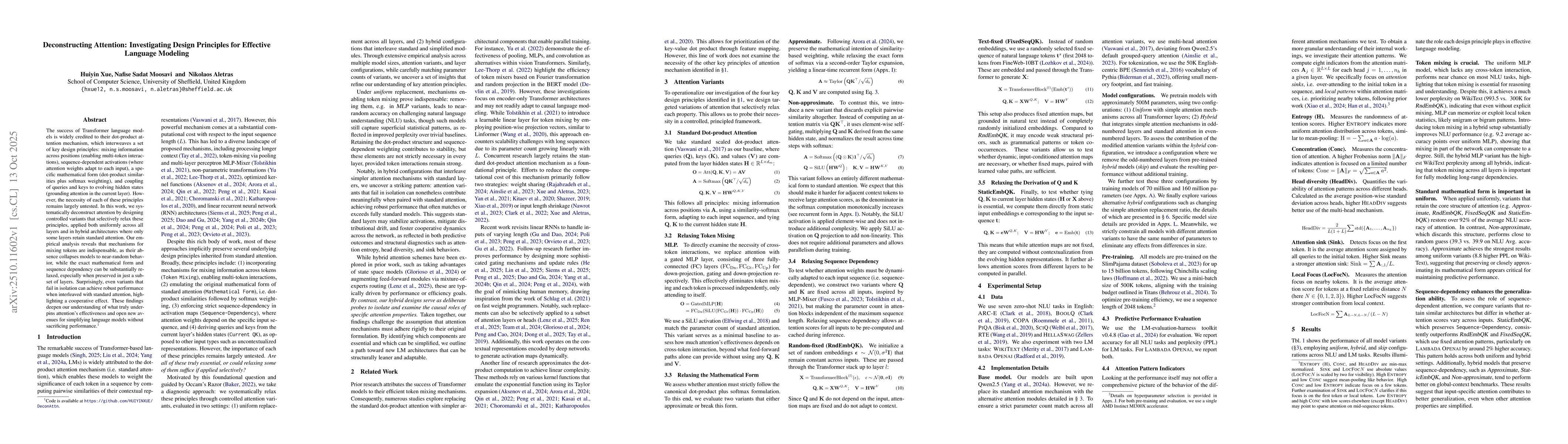 Thumbnail for Deconstructing Attention: Investigating Design Principles for Effective
  Language Modeling