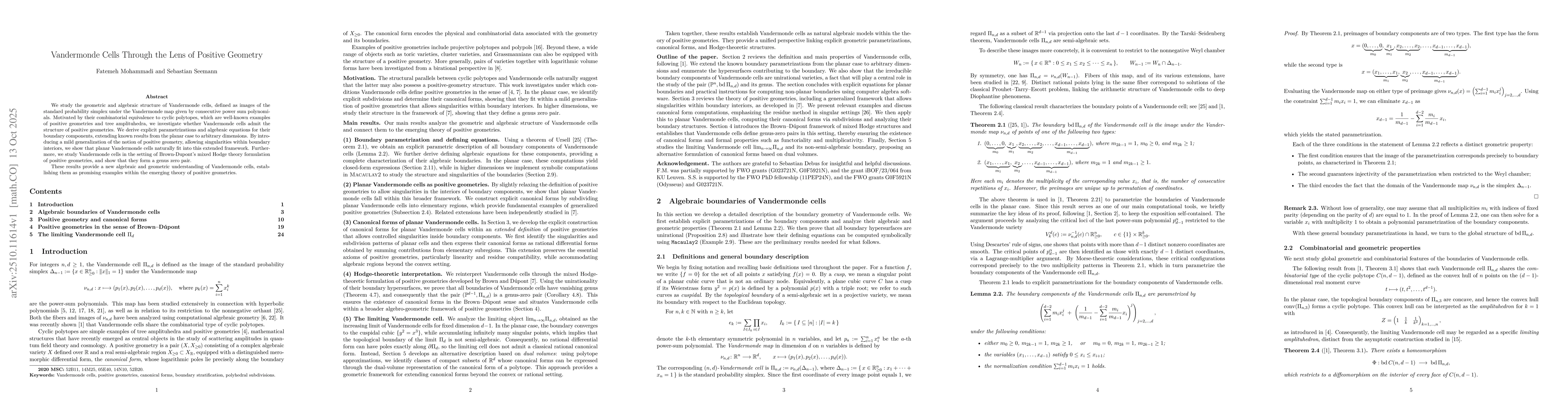 Thumbnail for Vandermonde Cells Through the Lens of Positive Geometry