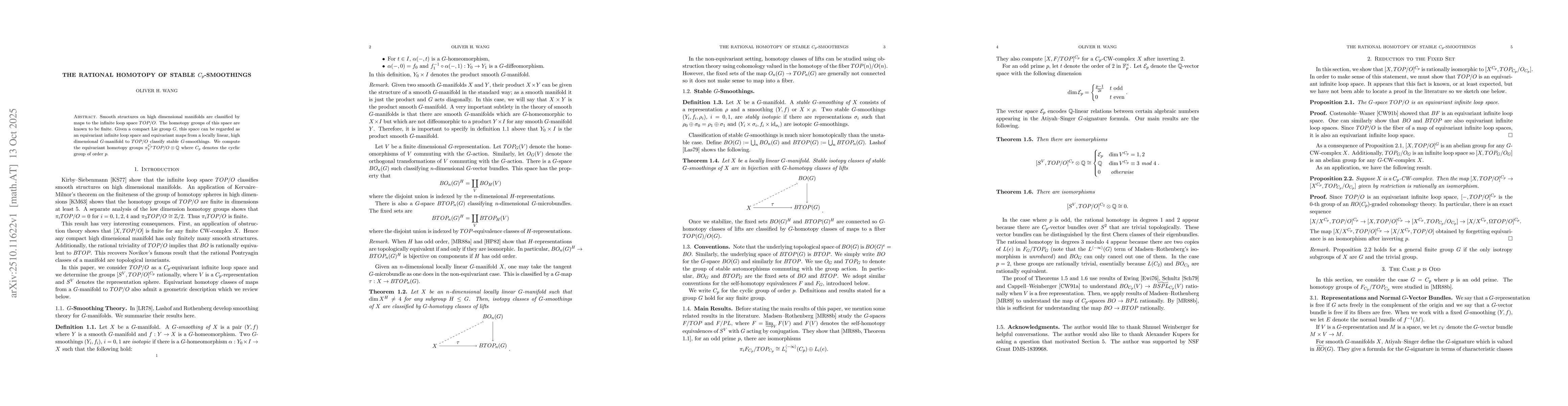 Thumbnail for The Rational Homotopy of Stable $C_p$-Smoothings