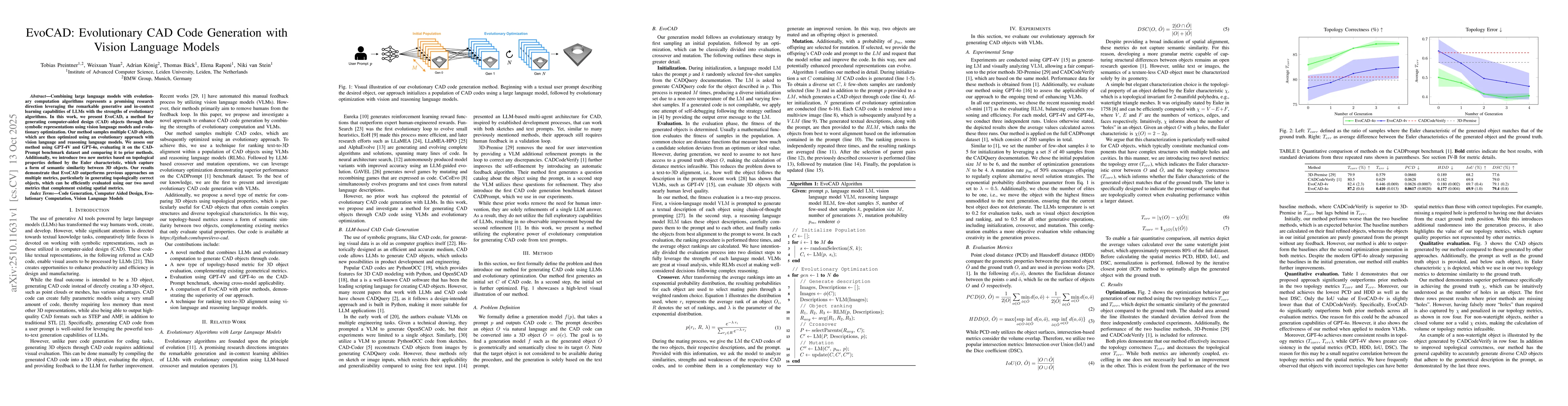 Thumbnail for EvoCAD: Evolutionary CAD Code Generation with Vision Language Models