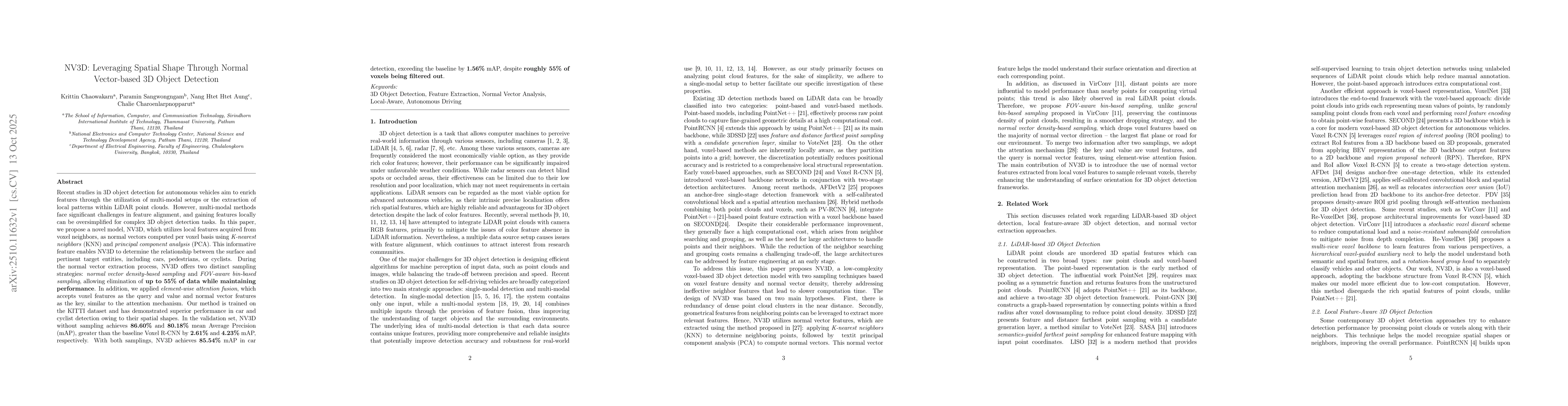 Thumbnail for NV3D: Leveraging Spatial Shape Through Normal Vector-based 3D Object
  Detection