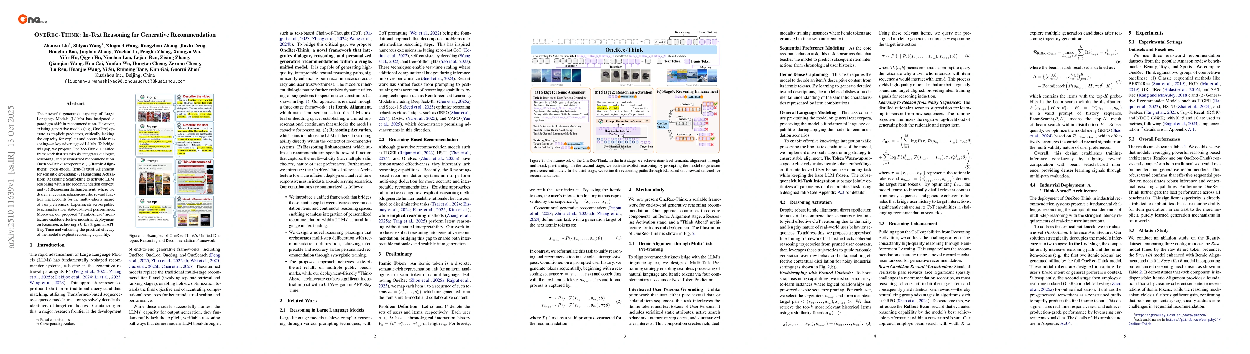 Thumbnail for OneRec-Think: In-Text Reasoning for Generative Recommendation