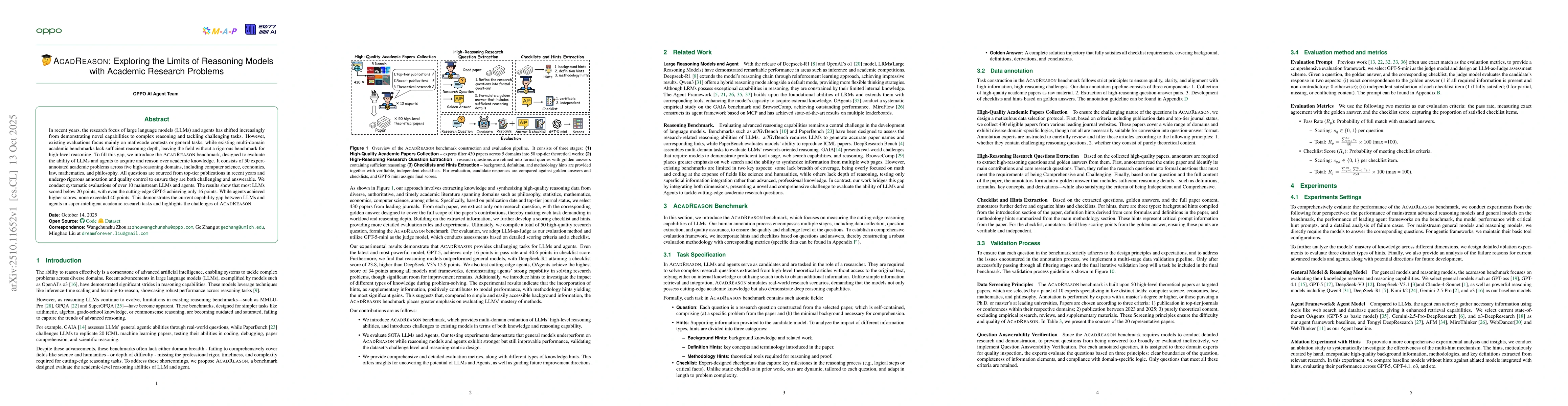 Thumbnail for ACADREASON: Exploring the Limits of Reasoning Models with Academic
  Research Problems