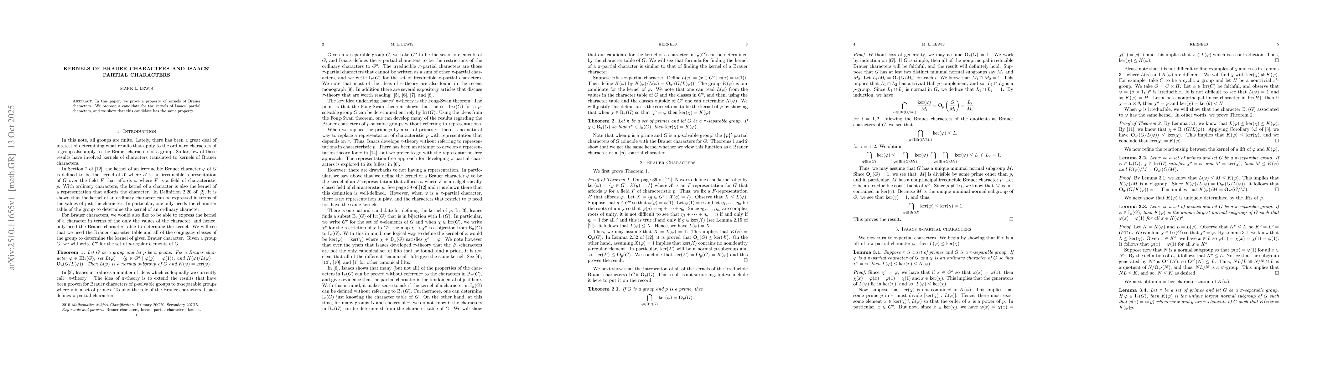 Thumbnail for Kernels of Brauer characters and Isaacs' partial characters