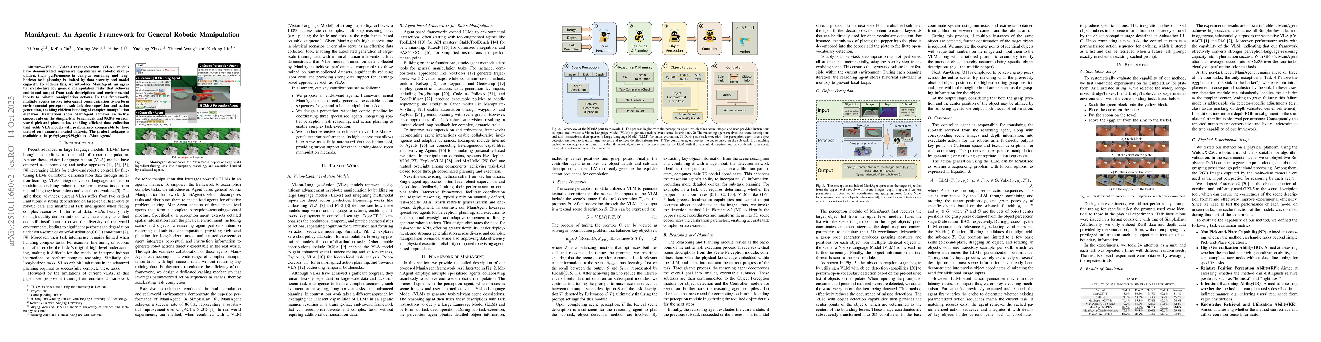 Thumbnail for ManiAgent: An Agentic Framework for General Robotic Manipulation