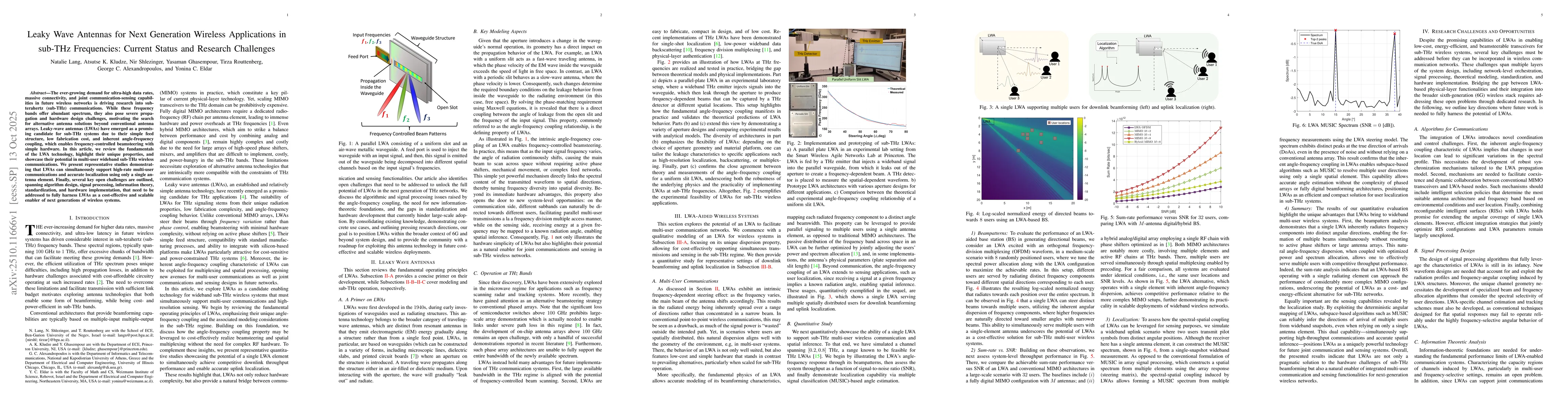 Thumbnail for Leaky Wave Antennas for Next Generation Wireless Applications in sub-THz
  Frequencies: Current Status and Research Challenges