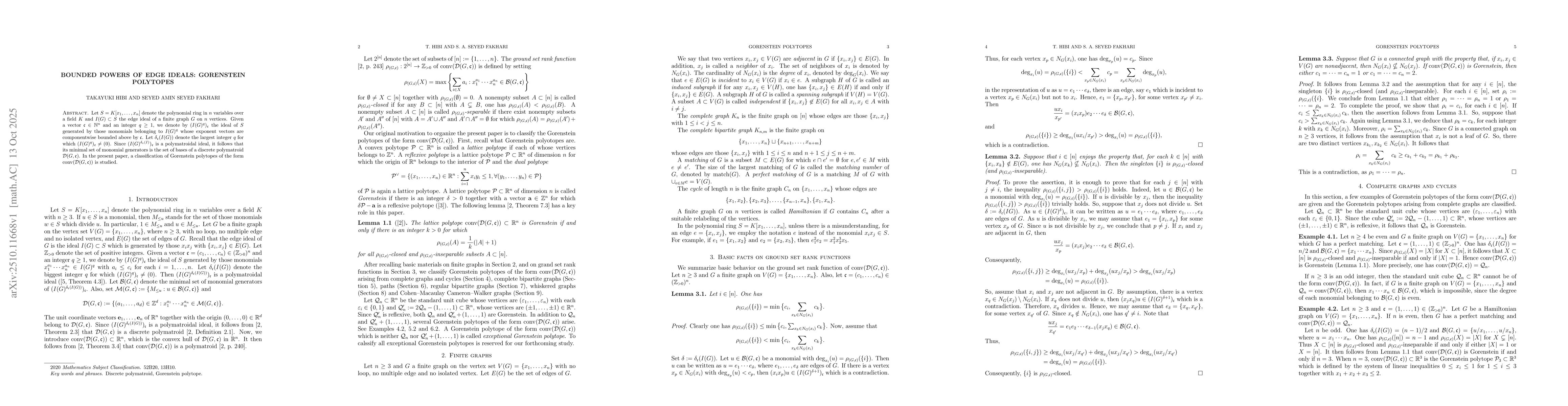 Thumbnail for Bounded powers of edge ideals: Gorenstein polytopes