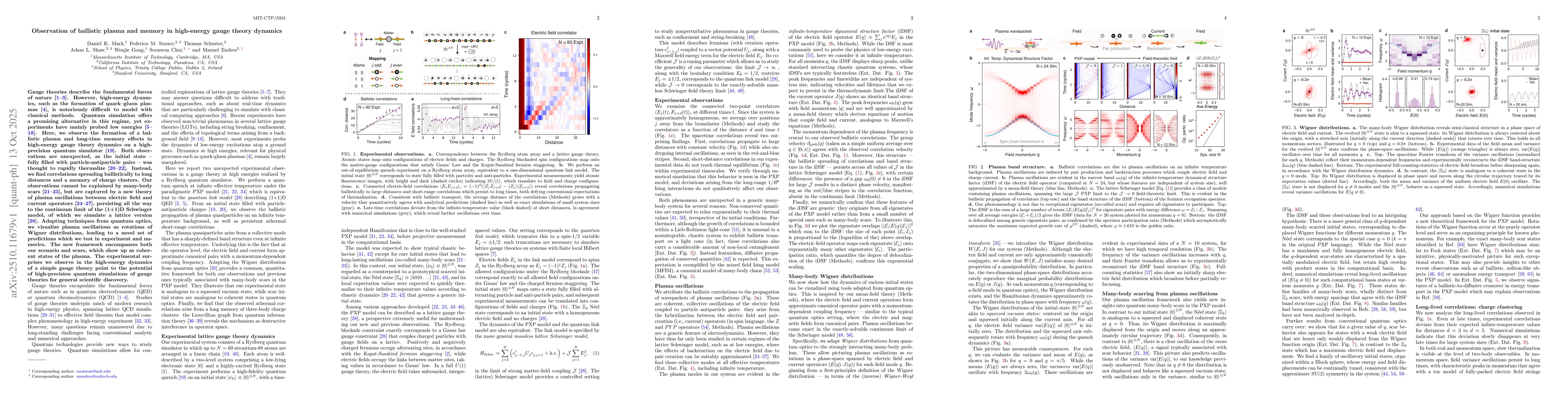 Thumbnail for Observation of ballistic plasma and memory in high-energy gauge theory
  dynamics