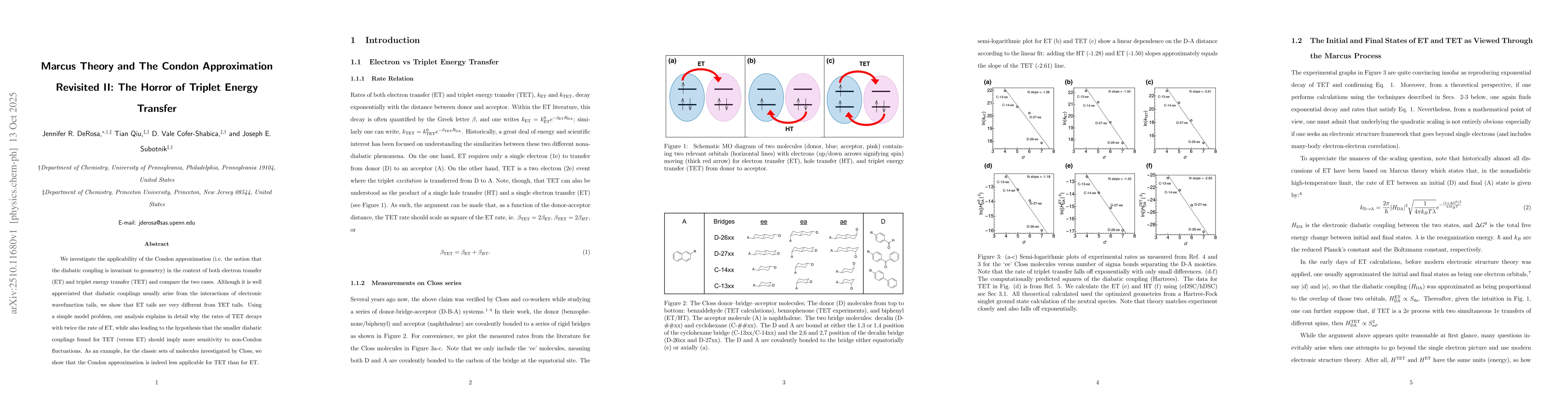 Thumbnail for Marcus Theory and The Condon Approximation Revisited II: The Horror of
  Triplet Energy Transfer
