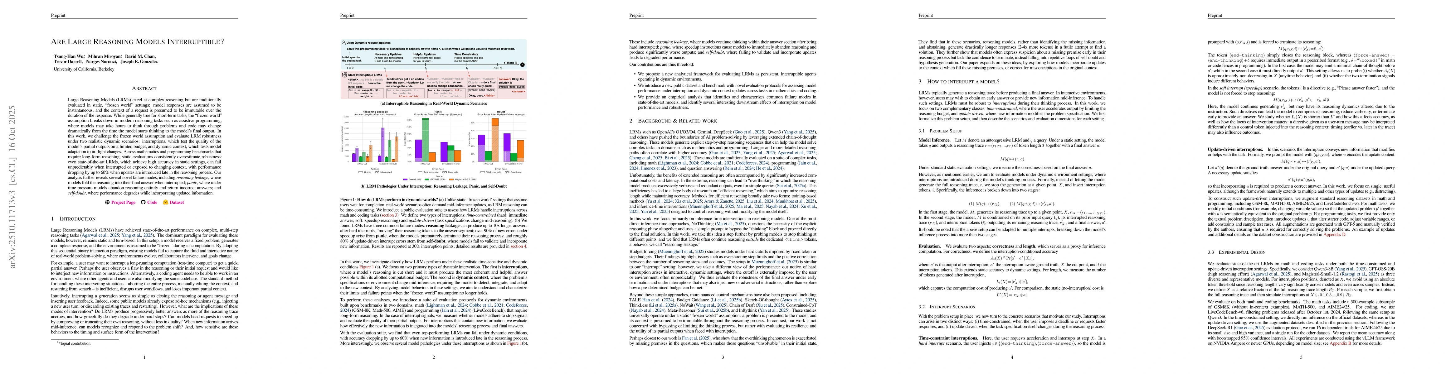 Thumbnail for Are Large Reasoning Models Interruptible?