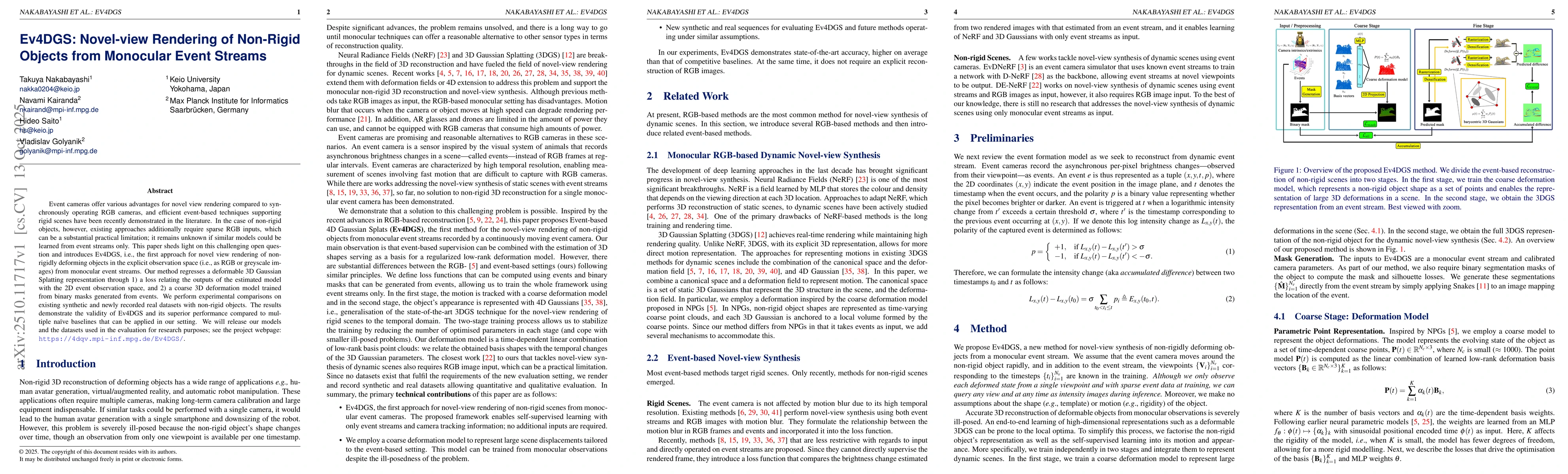 Thumbnail for Ev4DGS: Novel-view Rendering of Non-Rigid Objects from Monocular Event
  Streams