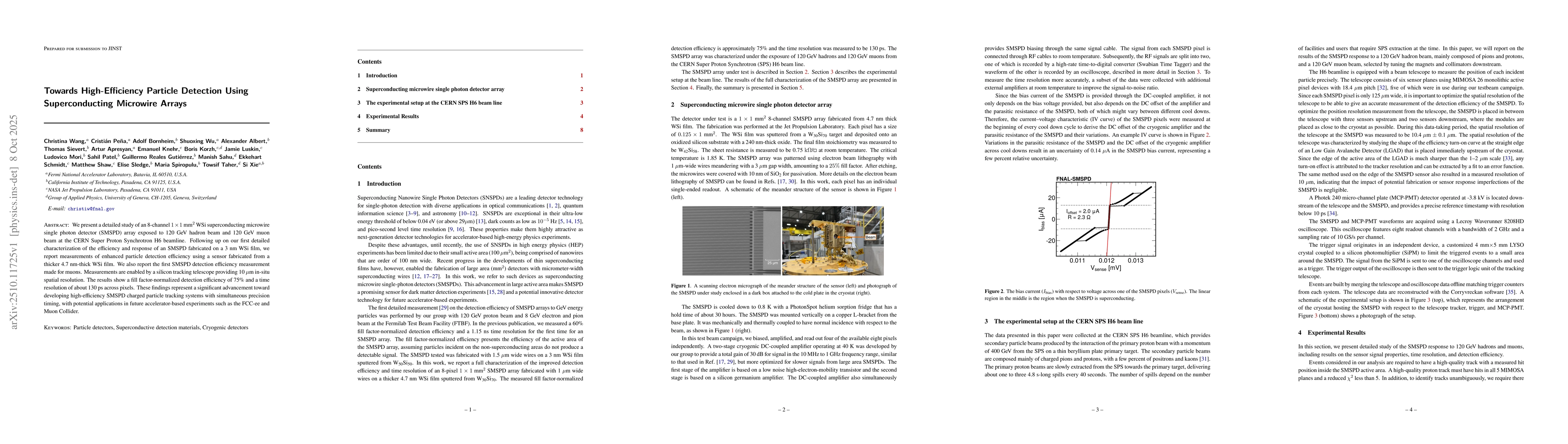 Thumbnail for Towards High-Efficiency Particle Detection Using Superconducting
  Microwire Arrays