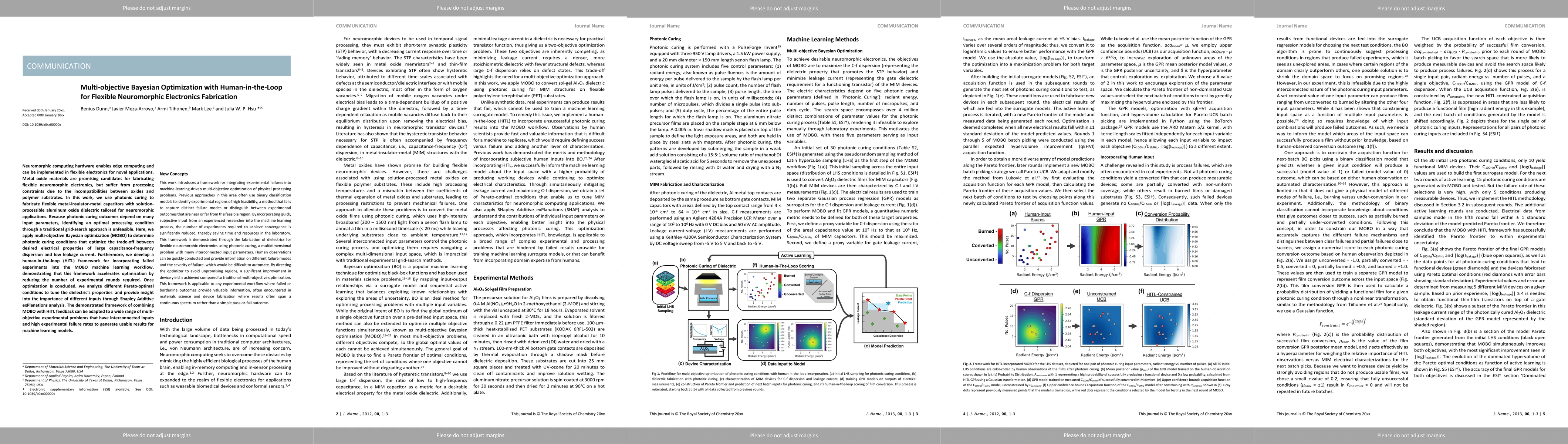 Thumbnail for Multi-objective Bayesian Optimization with Human-in-the-Loop for
  Flexible Neuromorphic Electronics Fabrication