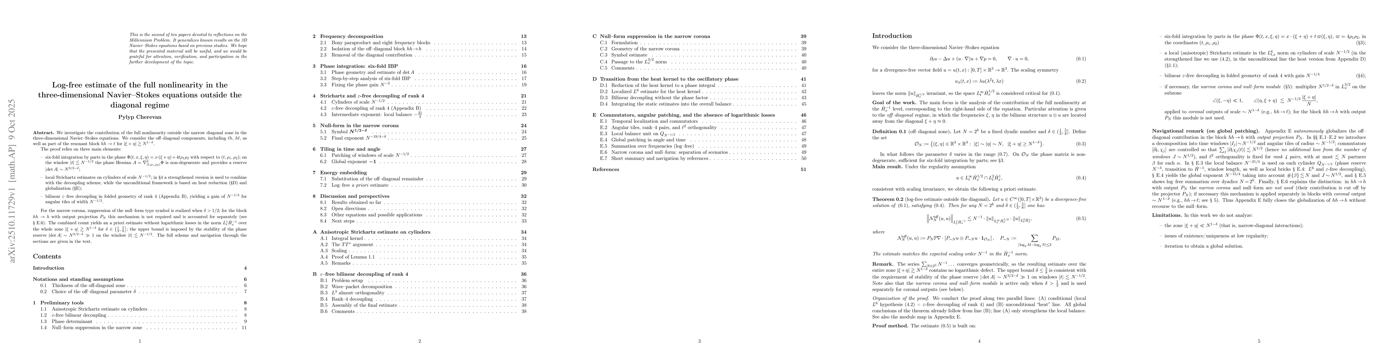 Thumbnail for Log-free estimate of the full nonlinearity in the three-dimensional
  Navier-Stokes equations outside the diagonal regime