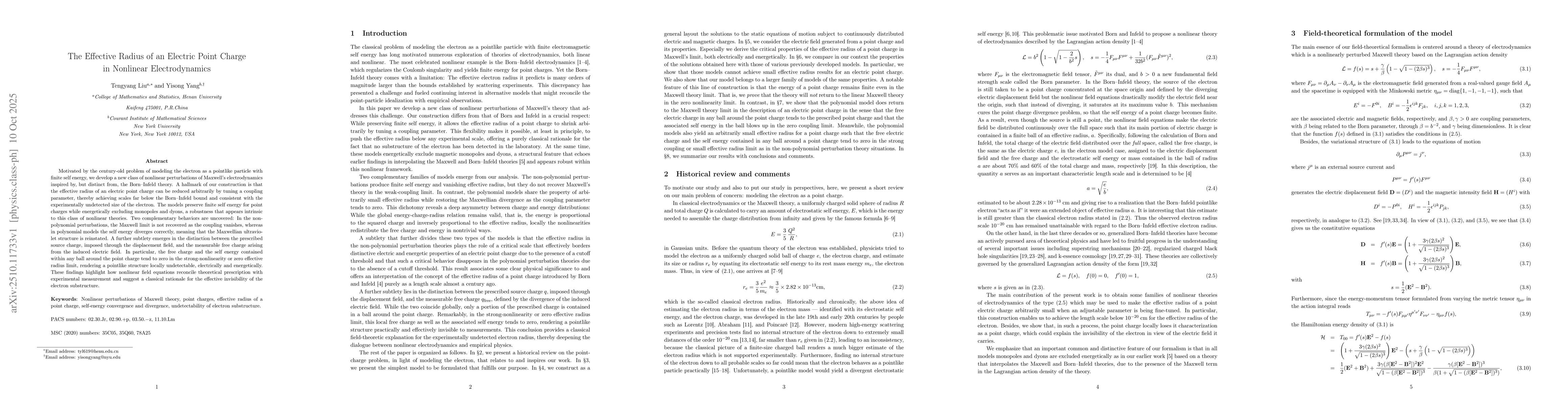 Thumbnail for The Effective Radius of an Electric Point Charge in Nonlinear
  Electrodynamics
