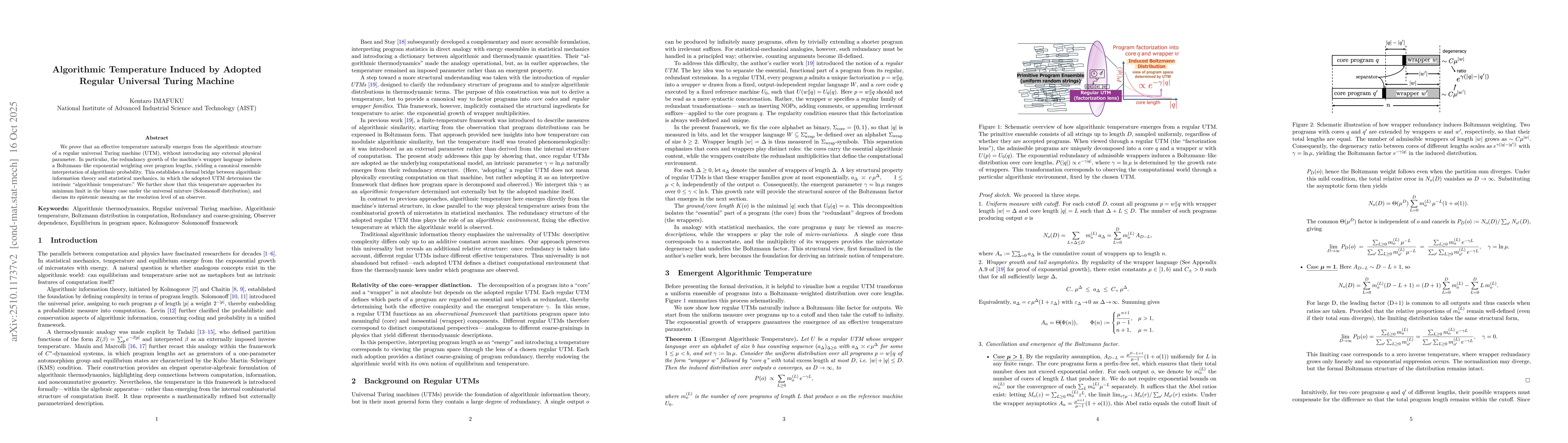Thumbnail for Algorithmic Temperature Induced by Adopted Regular Universal Turing
  Machine