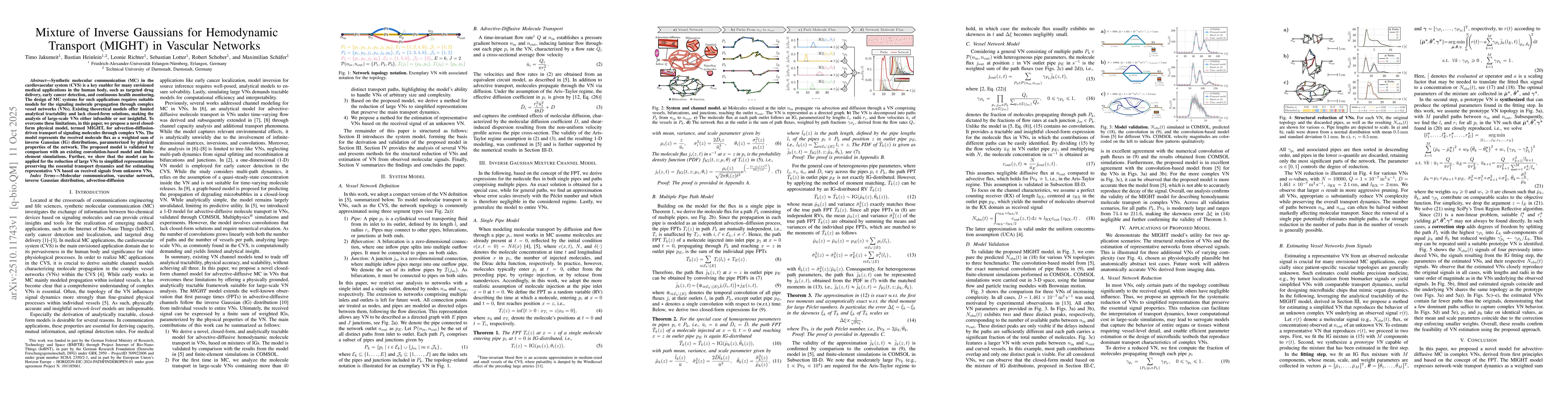 Thumbnail for Mixture of Inverse Gaussians for Hemodynamic Transport (MIGHT) in
  Vascular Networks