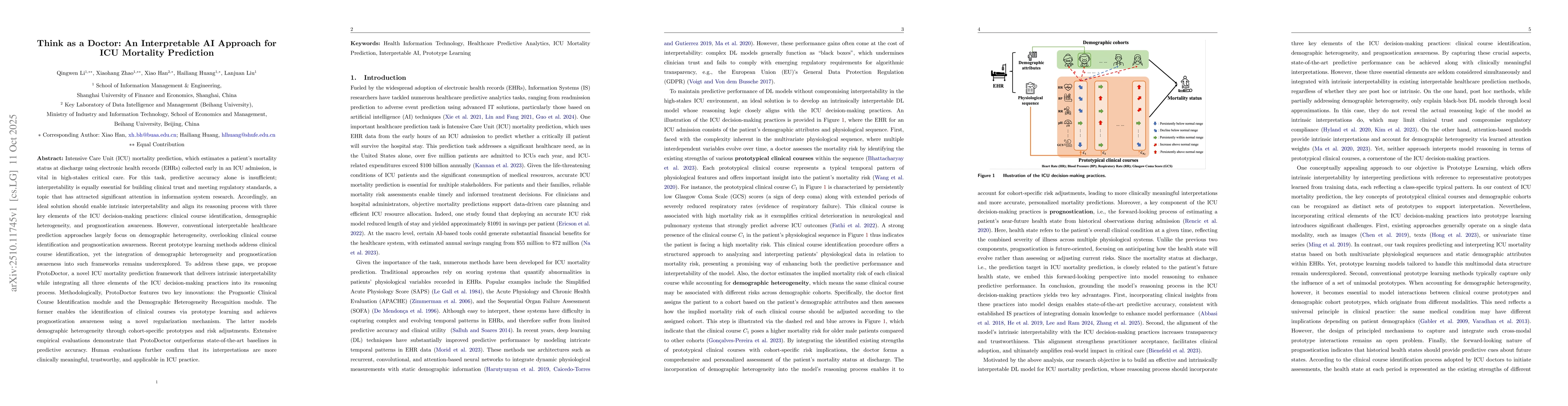 Thumbnail for Think as a Doctor: An Interpretable AI Approach for ICU Mortality
  Prediction