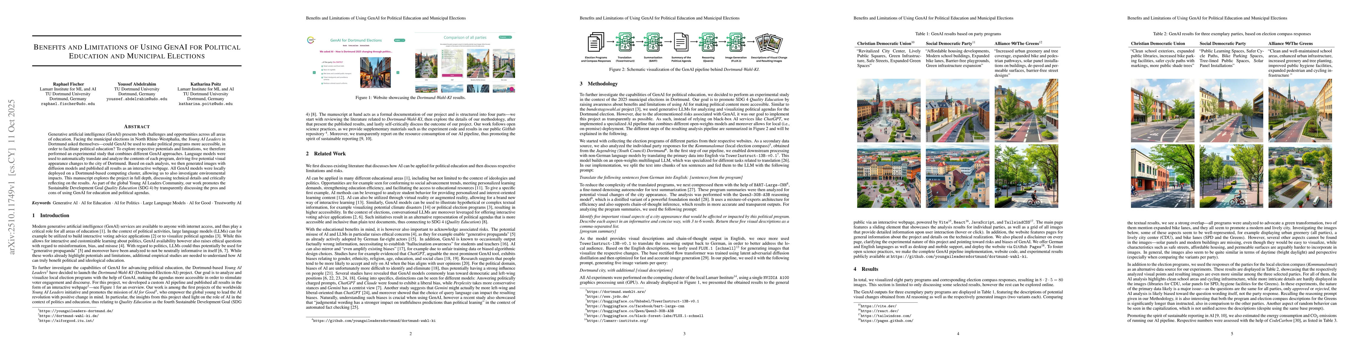 Thumbnail for Benefits and Limitations of Using GenAI for Political Education and
  Municipal Elections