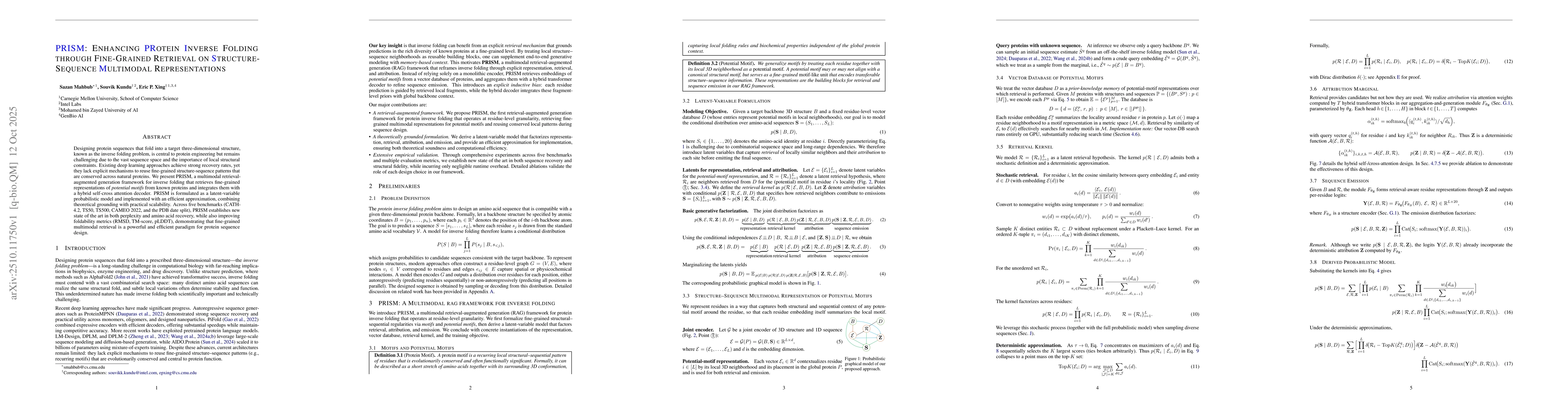 Thumbnail for PRISM: Enhancing Protein Inverse Folding through Fine-Grained Retrieval
  on Structure-Sequence Multimodal Representations