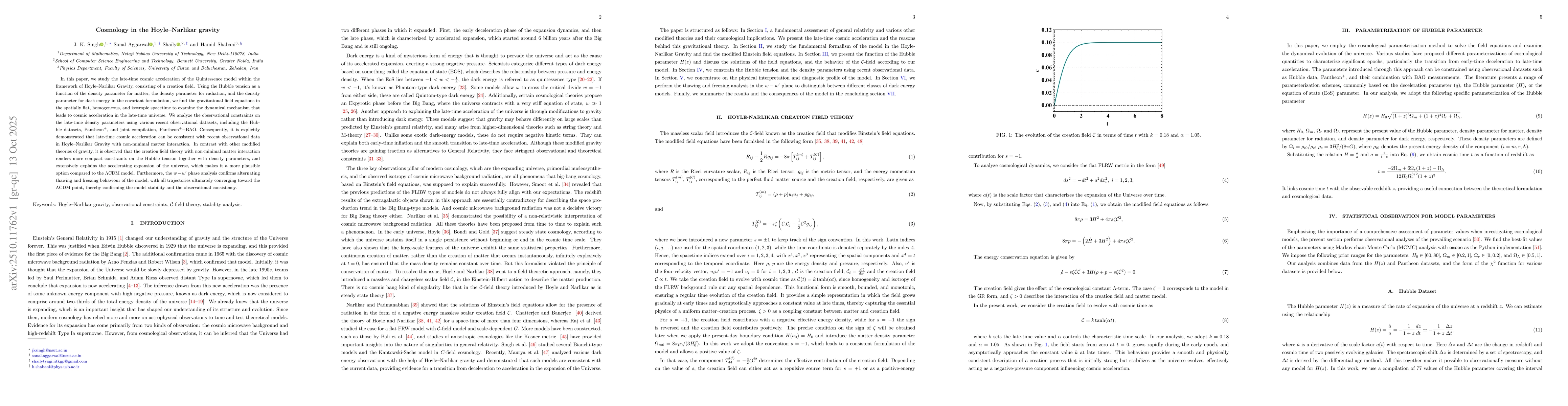 Thumbnail for Cosmology in the Hoyle Narlikar gravity
