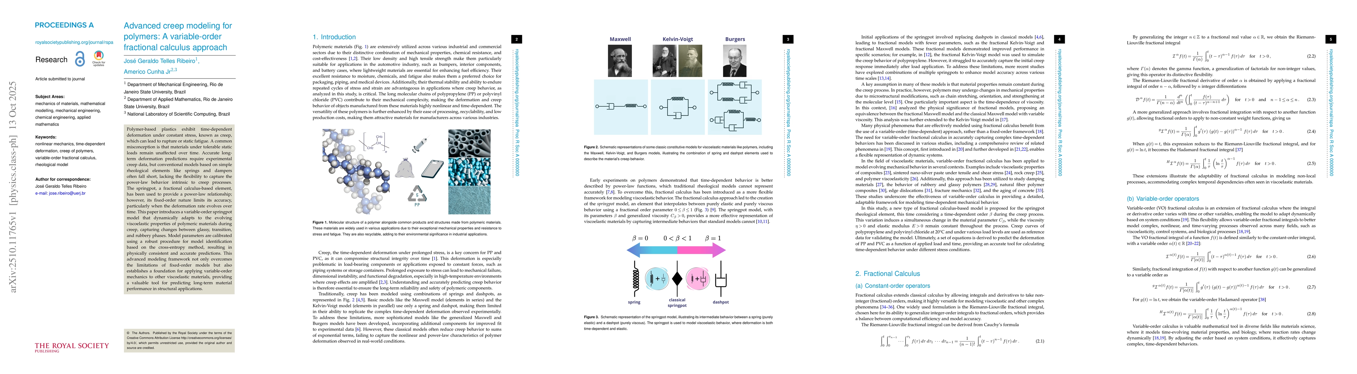 Thumbnail for Advanced creep modelling for polymers: A variable-order fractional
  calculus approach