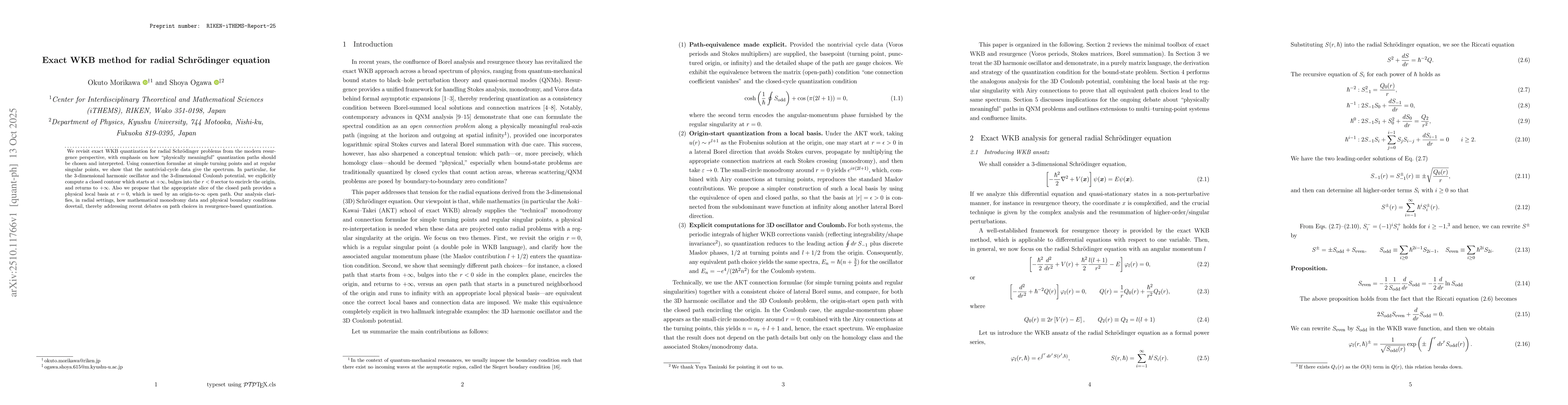 Thumbnail for Exact WKB method for radial Schrödinger equation