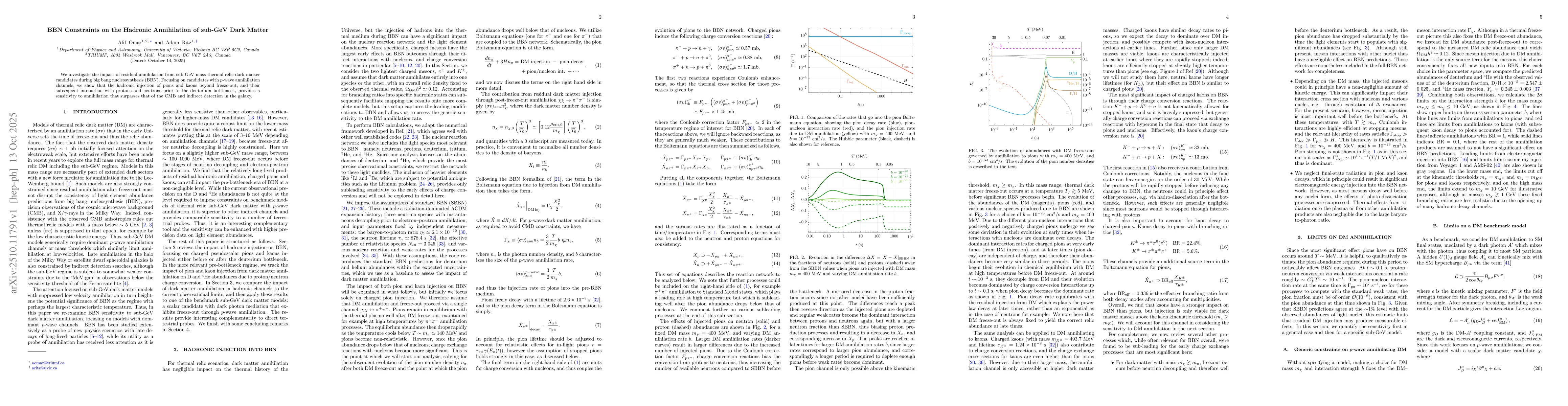 Thumbnail for BBN Constraints on the Hadronic Annihilation of sub-GeV Dark Matter