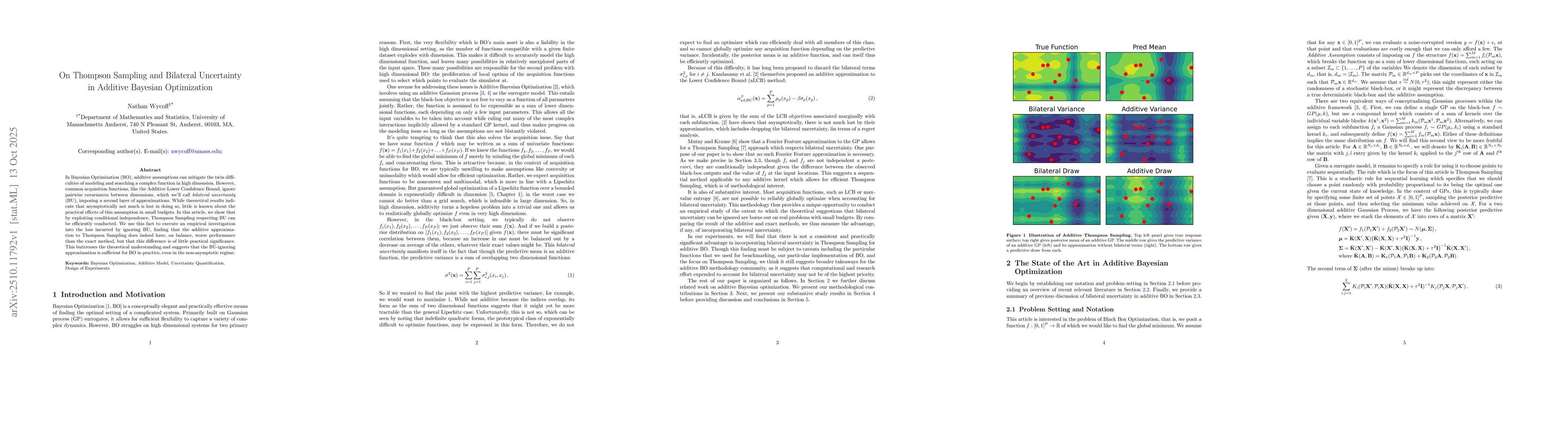 Thumbnail for On Thompson Sampling and Bilateral Uncertainty in Additive Bayesian
  Optimization