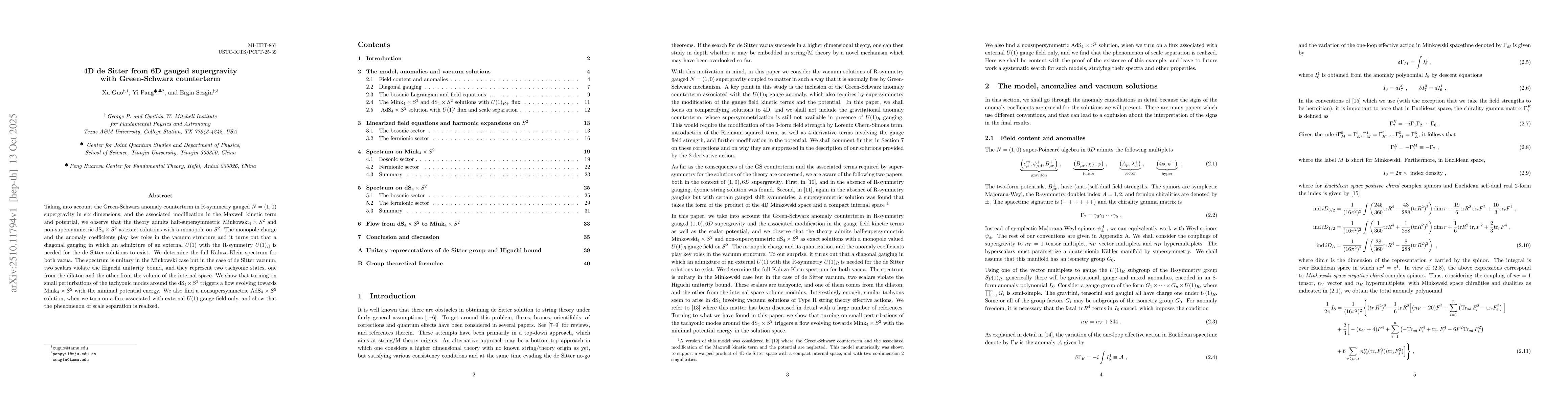 Thumbnail for 4D de Sitter from 6D gauged supergravity with Green-Schwarz counterterm