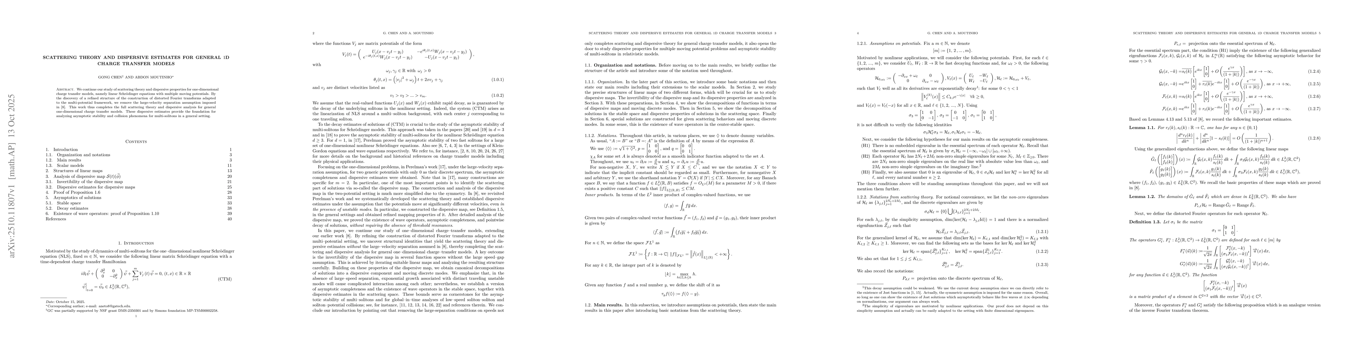 Thumbnail for Scattering Theory and dispersive estimates for general $1$d Charge
  Transfer Models
