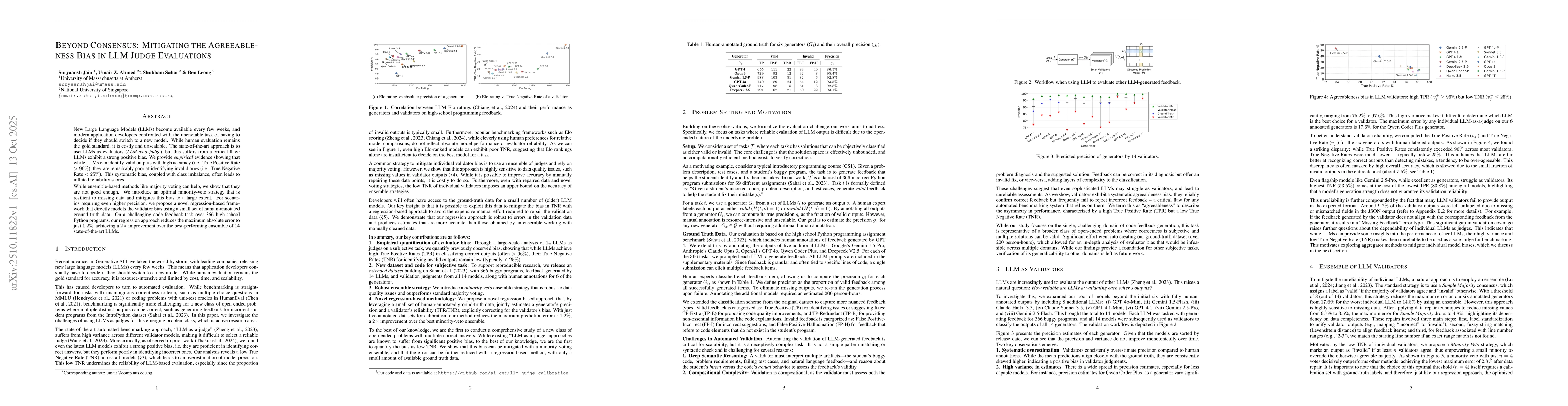 Thumbnail for Beyond Consensus: Mitigating the Agreeableness Bias in LLM Judge
  Evaluations