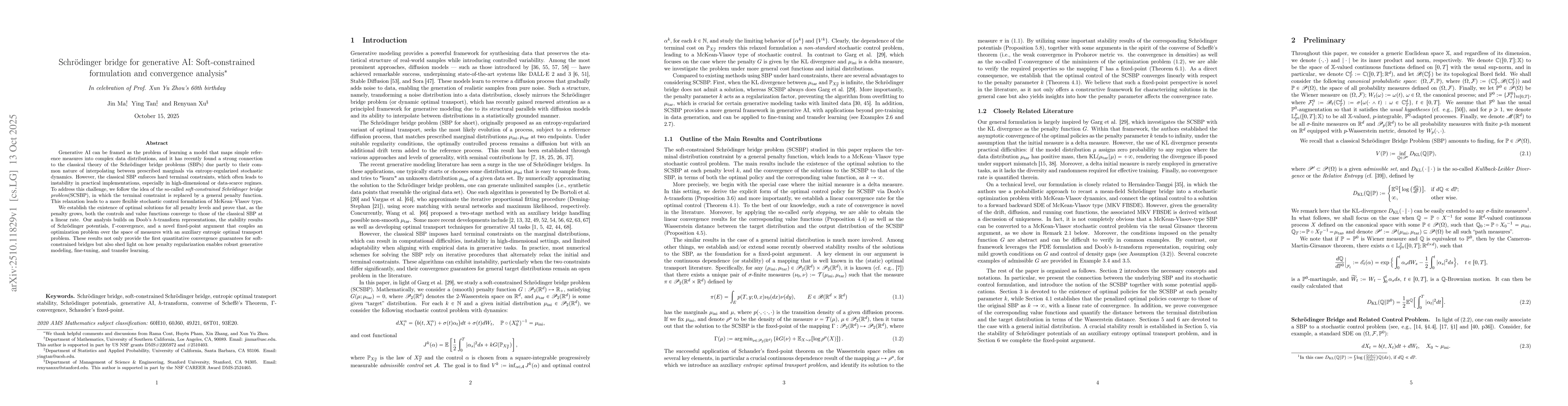 Thumbnail for Schrödinger bridge for generative AI: Soft-constrained formulation and
  convergence analysis