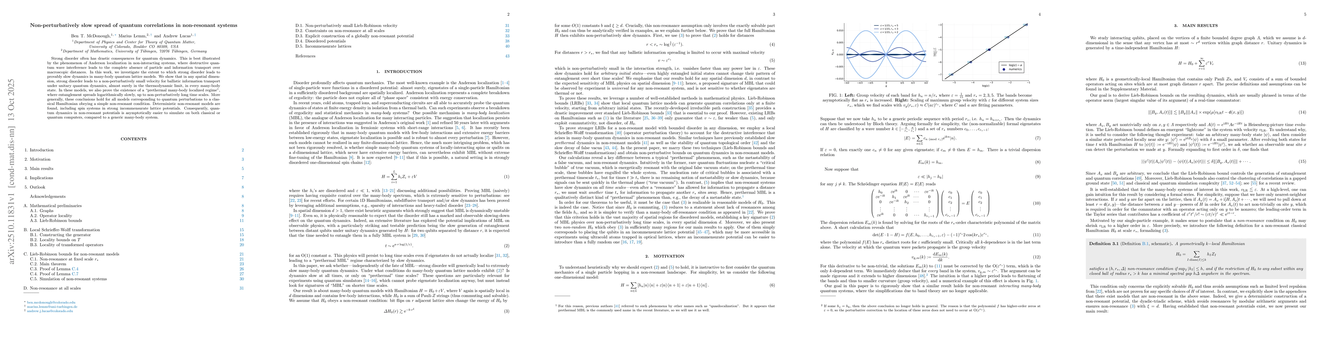 Thumbnail for Non-perturbatively slow spread of quantum correlations in non-resonant
  systems